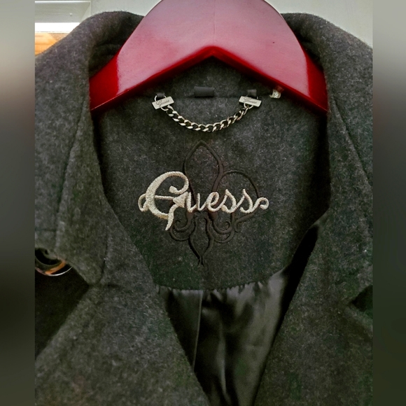 Guess- Wool Blend Pea Coat in Gray - Picture 3 of 8